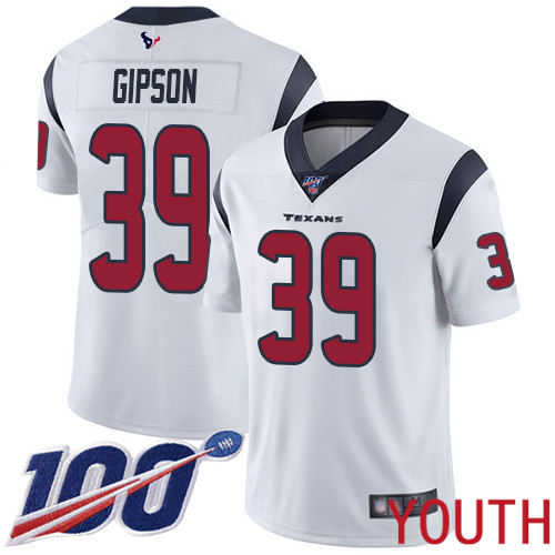 Houston Texans Limited White Youth Tashaun Gipson Road Jersey NFL Football #39 100th Season Vapor Untouchable->youth nfl jersey->Youth Jersey